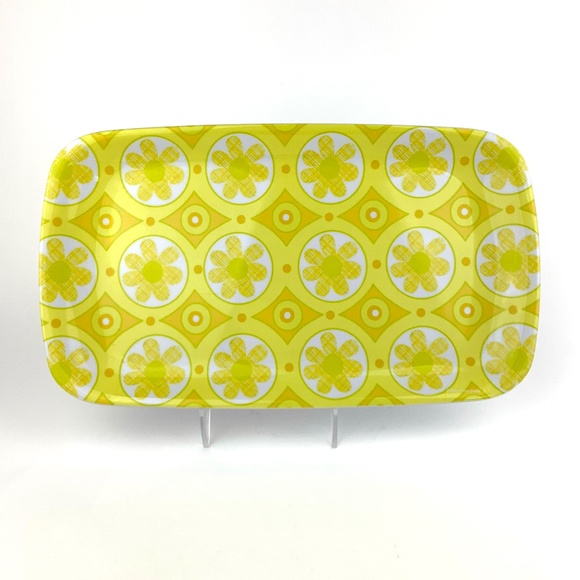 Vintage 1970s Precidio Melamine Yellow Daisy Platter 13.75" x 8" - Picture 1 of 4